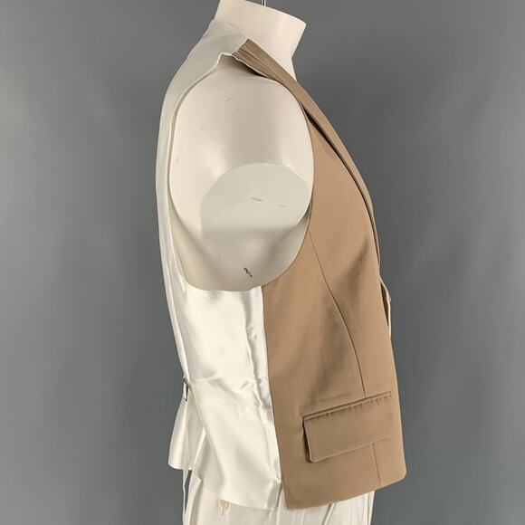 FAVOURBROOK Size 48 Khaki White Solid Wool Double Breasted Vest - Picture 2 of 6
